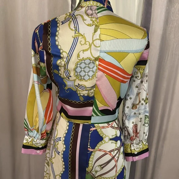 Zara Colorful Patterned Button-Up Dress, xs - Picture 5 of 6